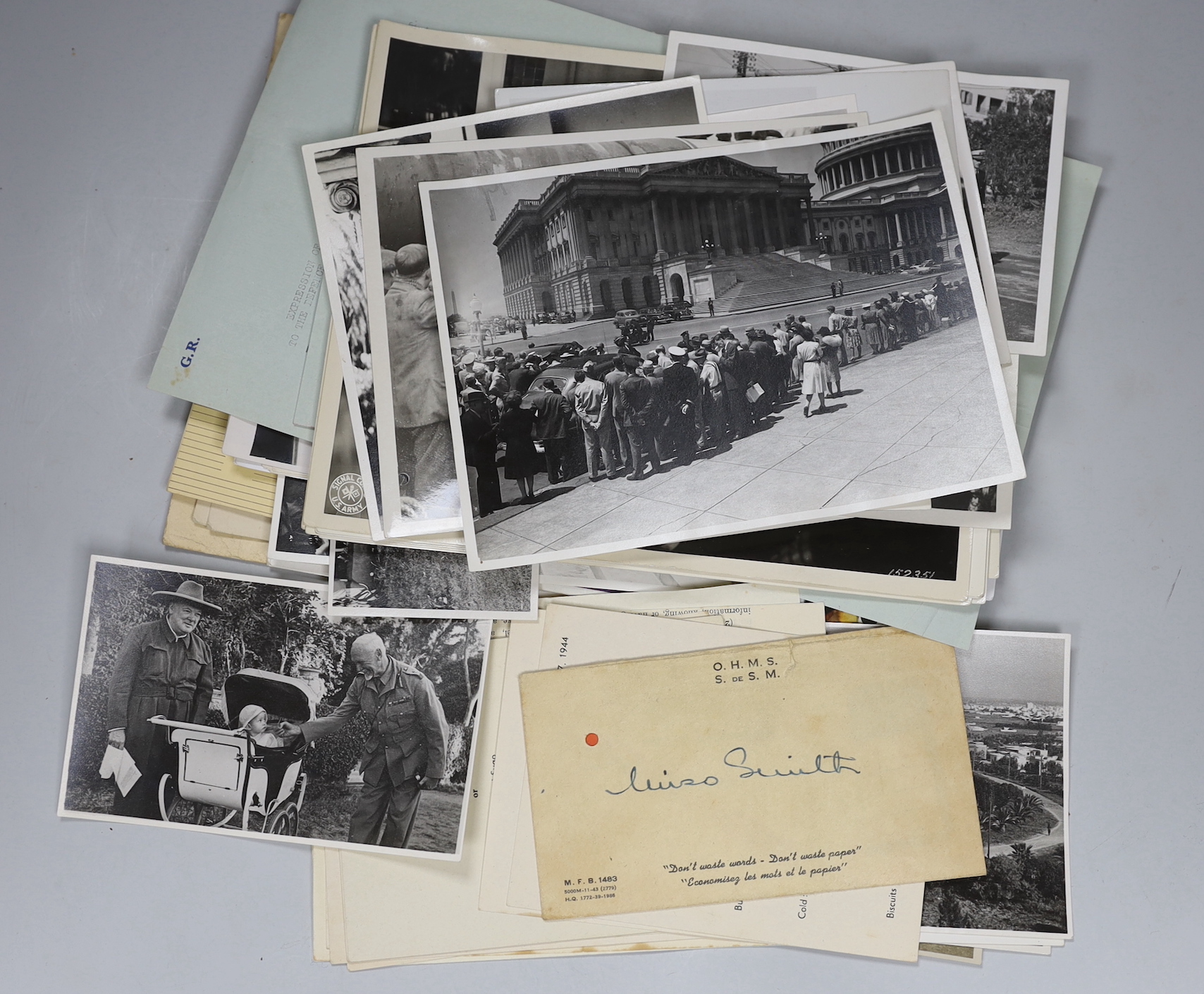 The collection of Brenda Hills, Staff in the war rooms during WW2, working alongside Winston Churchill - a group of letters, photographs and related ephemera